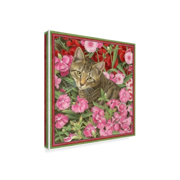 Francien Van Westering 'Cats In Pink Flowers' Canvas Art,14x14